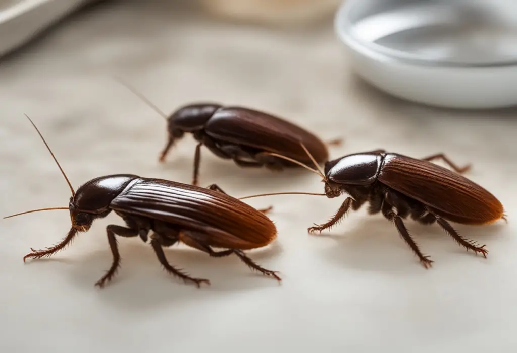 Turkestan cockroaches on kitchen counter