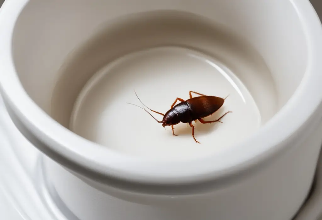 Cockroach in toilet bowl