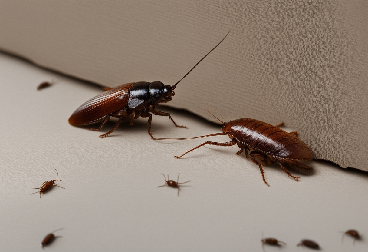 Cockroach beside a cricket