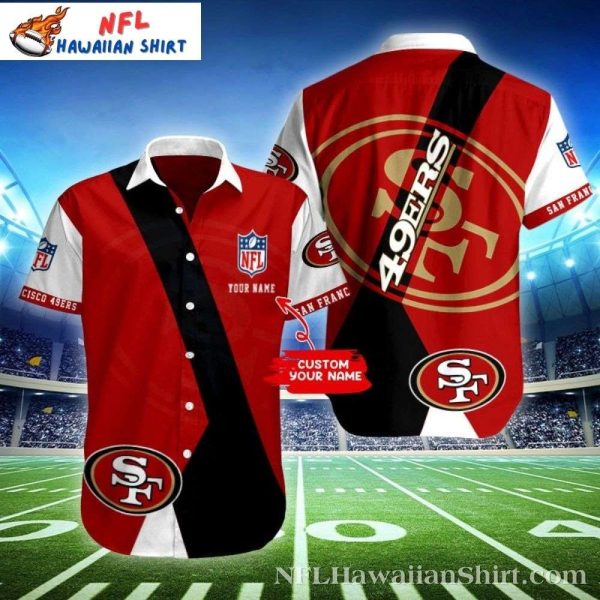 49ers Game Day Colorblock Customizable Name Hawaiian Shirt