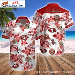 49ers Hawaiian Shirt – 49ers Tropical Paradise Red White Floral Hawaiian Shirt