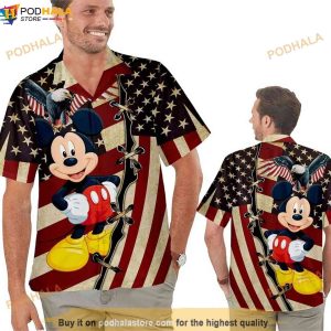 4th Of July Us Patriot Day Aloha Mickey Mouse Hawaiian Shirt