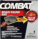 Combat Roach Killing Bait, Roach Bait Station For Large Roaches, Kills The Nest, Child-Resistant, 8 Count,Insects