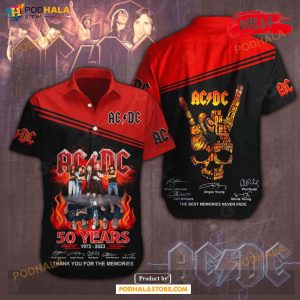 Acdc 50 Years 1973-2023 Thank You For The Memories Signatures Red Rock Music Design Hawaiian Shirt