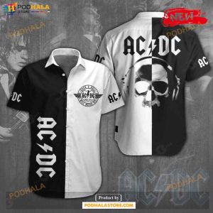 Acdc Skull Black White Mix Color Design Hawaiian Shirt