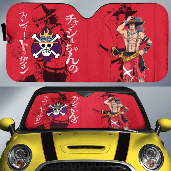 Ace Car Sunshade Custom One Piece Red Anime Car Interior Accessories