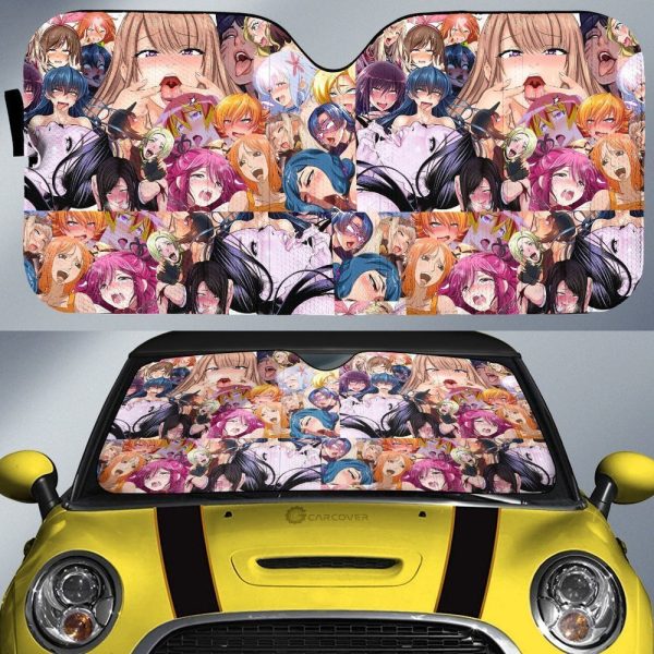 Ahegao Car Sunshade Custom Anime Car Interior Accessories