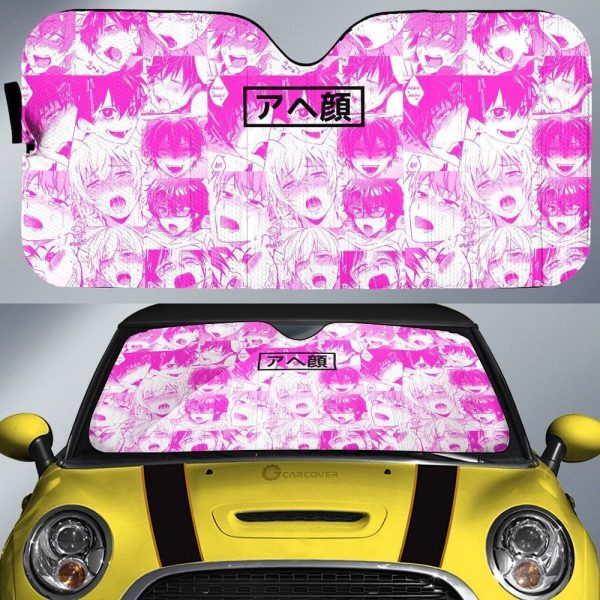 Ahegao Yaoi Car Sunshade Custom Pink Car Interior Accessories