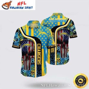 Americana Blitz Los Angeles Chargers Men’s Hawaiian Shirt With Skull Graphic