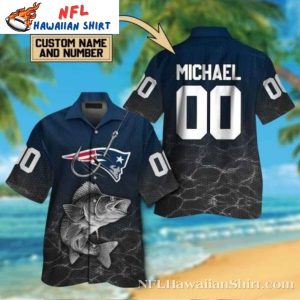 Angler’s Catch New England Patriots Hawaiian Shirt – Custom Fanwear With Fish Motif