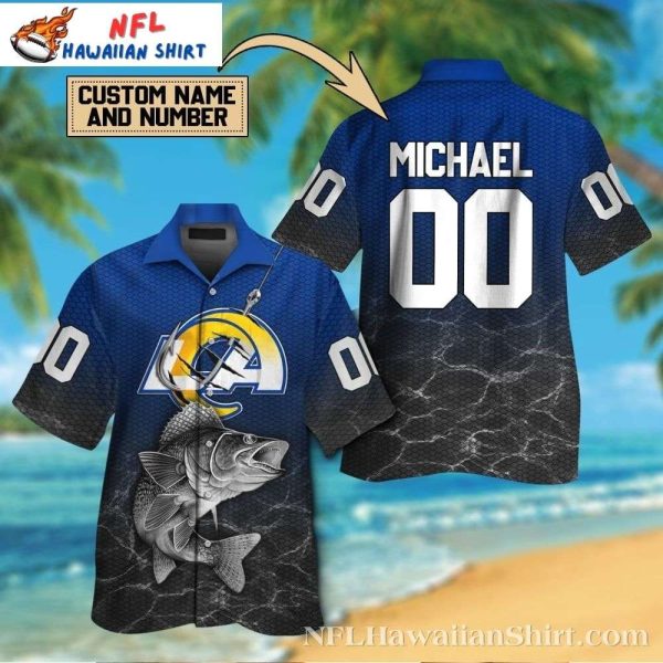 Angler’s Dream LA Rams Hawaiian Shirt – Personalized Fish Wave Pattern