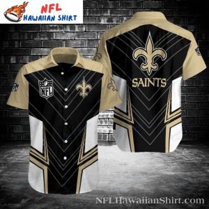 Art Deco Saints Pride – NFL Hawaiian New Orleans Saints Shirt In Black Gold