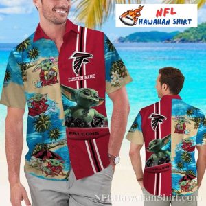 Atlanta Falcons Beach Day Baby Yoda Personalized Hawaiian Shirt