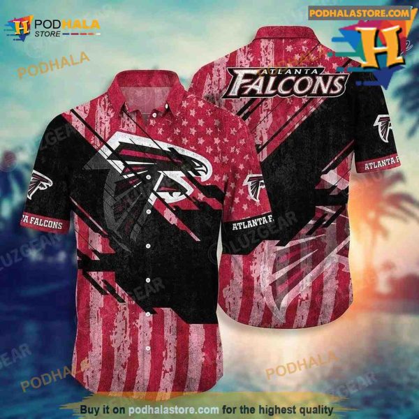 Atlanta Falcons NFL Football Hawaiian Shirt American Flag Print This Summer Gifts