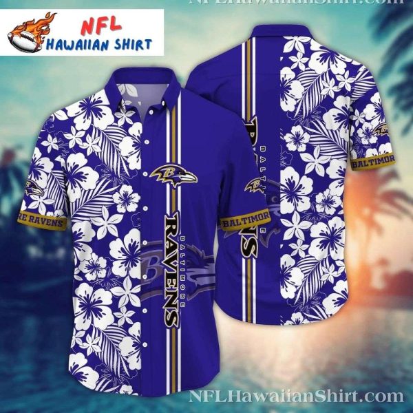 Baltimore Ravens White Floral Stripe Hawaiian Shirt