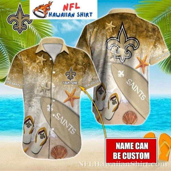 Beach Touchdown Saints Customizable Name Hawaiian Shirt