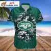 Beachside Blitz – NY Jets Hawaiian Shirt With Camouflage Design And Tropical Vibes