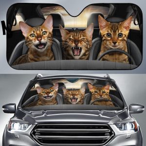 Bengal Cat Car Sunshade Custom Car Interior Accessories For Cat Lovers