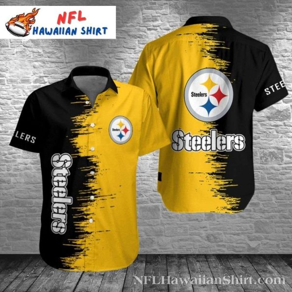 Black And Yellow Brush Stroke – Artistic Pittsburgh Steelers Aloha Shirt