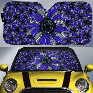 Blue Sunflower Car Sunshade Custom Car Decoration