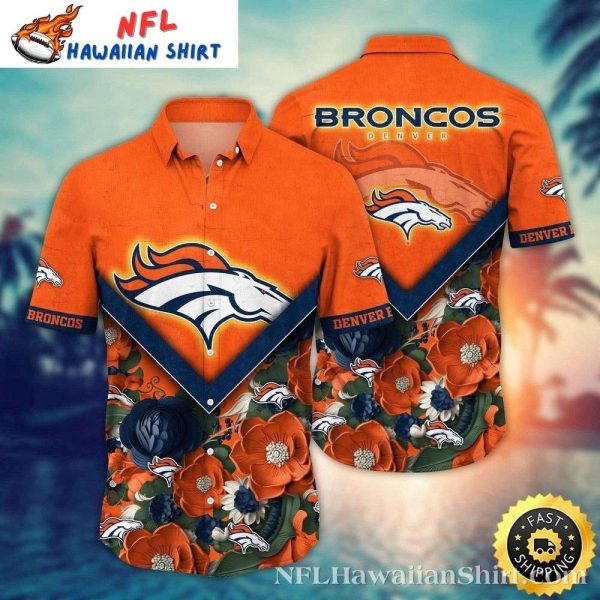 Broncos Spirit Tropical Flowers Hawaiian Shirt – Unique Denver Broncos Merchandise