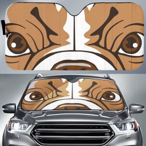 Brown Bulldog Car Eyes Sun Shade Custom Car Accessories