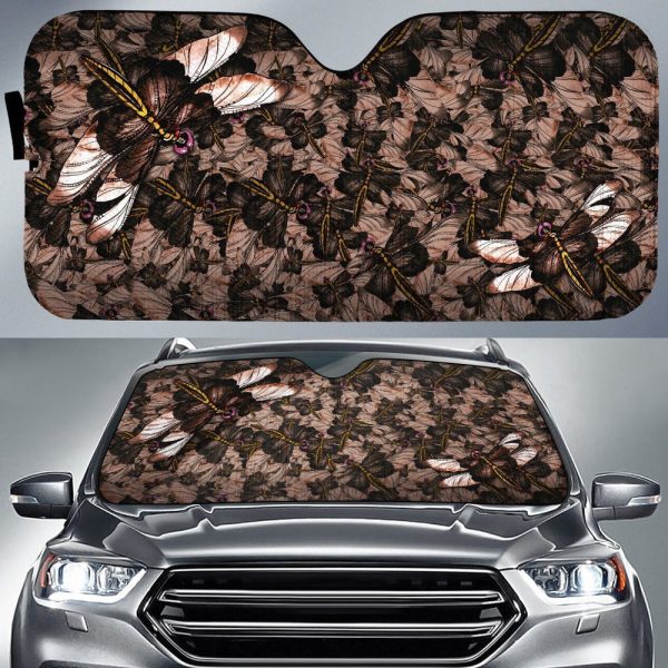 Brown Dragonfly Car Sunshade Custom Dragonfly Car Accessories