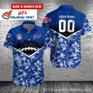 Buffalo Bills Blue Palm Fronds Hawaiian Shirt