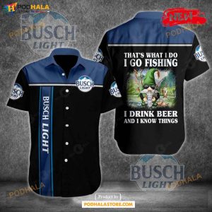 Busch Light Fishing Tropical Black Design Hawaiian Shirt