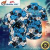 Carolina Panthers Dark Floral Contrast Hawaiian Shirt