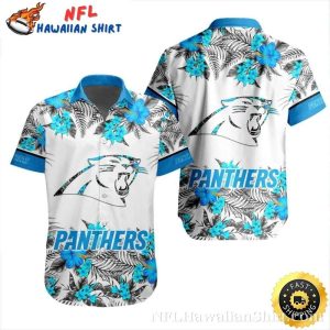 Carolina Panthers Exotic Flora And Logo Mascot Hawaiian Shirt