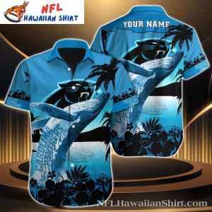 Carolina Panthers Football Frenzy Custom Name NFL Hawaiian Shirt