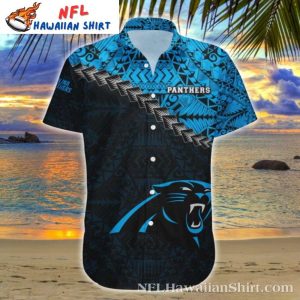 Carolina Panthers Tribal Tattoo Wave Men’s Hawaiian Shirt