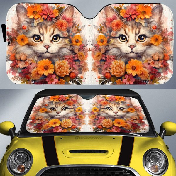 Cat Floral Car Sunshade Custom Car Accessories