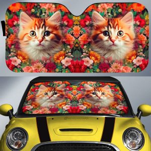 Cat Floral Car Sunshade Custom Car Accessories