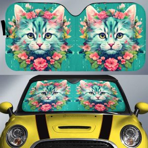 Cat Floral Car Sunshade Custom Car Accessories