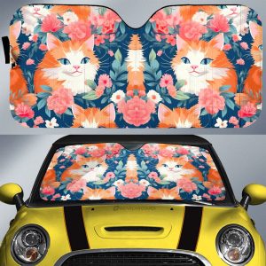 Cat Floral Car Sunshade Custom Car Accessories