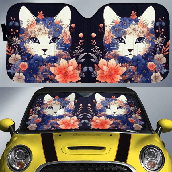 Cat Floral Car Sunshade Custom Car Accessories