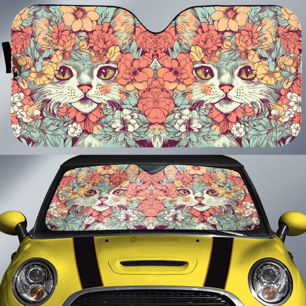 Cat Floral Car Sunshade Custom Car Accessories