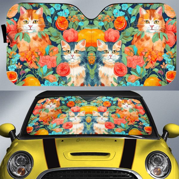 Cat Floral Car Sunshade Custom Car Accessories