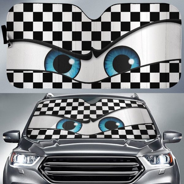 Checkerboard Car Eyes Sun Shade Custom Car Accessories