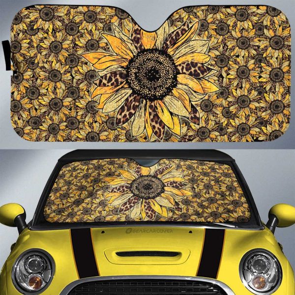 Cheetah Leopard Sunflower Car Sunshade Custom Car Decoration