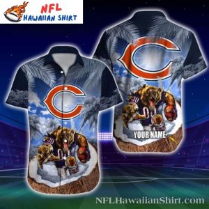 Chilly Palms And Fiery Passion Design Chicago Bears Hawaiian Shirt