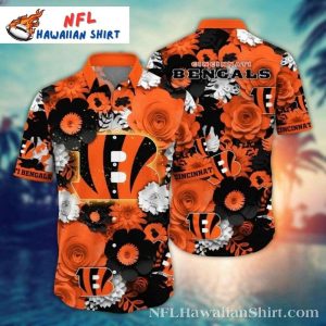 Cincinnati Bengals Noir Floral Hawaiian Shirt