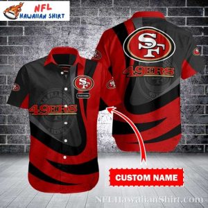 Classic 49ers Red And Black Striped Fan Essential Hawaiian Shirt