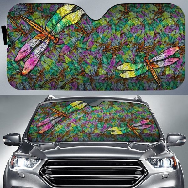 Colorful Dragonfly Car Sunshade Custom Colorful Dragonfly Car Accessories Gift Idea