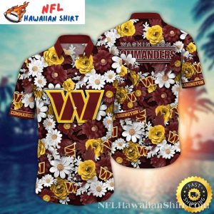 Commanders Botanical Gold – Elegant Floral Hawaiian Shirt