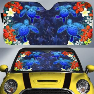 Couple Turtle Car Sunshade Custom Hibiscus Flowers Car Accessories