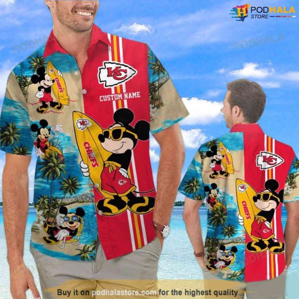 Custom Name Mickey Mouse Kansas City Chiefs Hawaiian Shirt