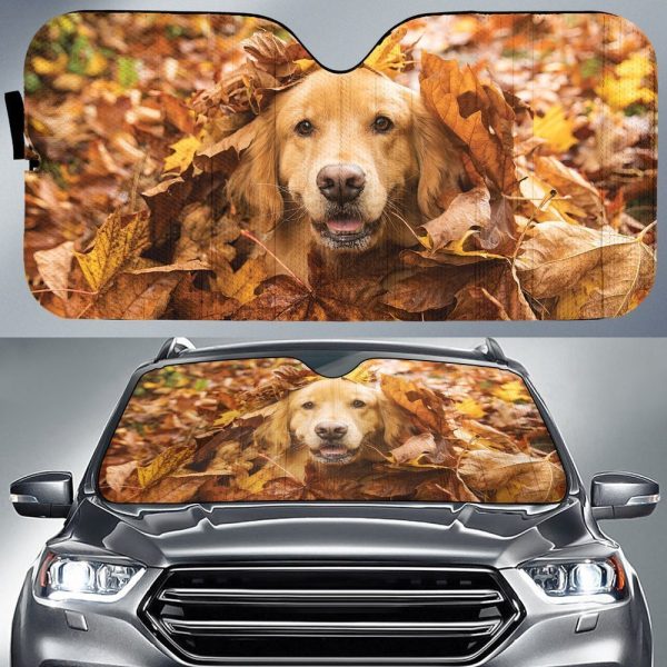 Cute Golden Retriever Car Sunshade Custom Car Accessories